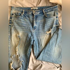 Maurice’s Light Wash Baggy Distressed Jeans Large Holes Grunge Y2K